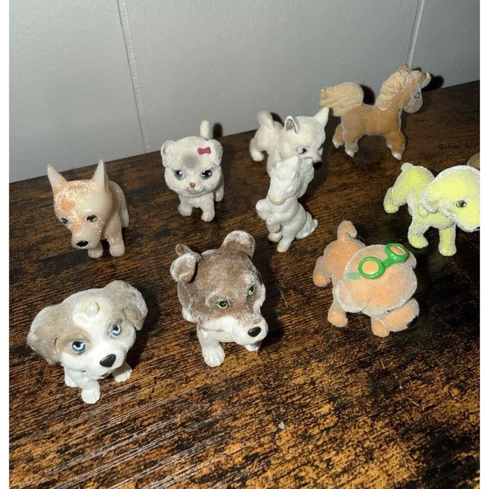 Puppy In My Pocket Toys Lot of 10 Dogs Horse Cat Flocked Miniatures Collectible
